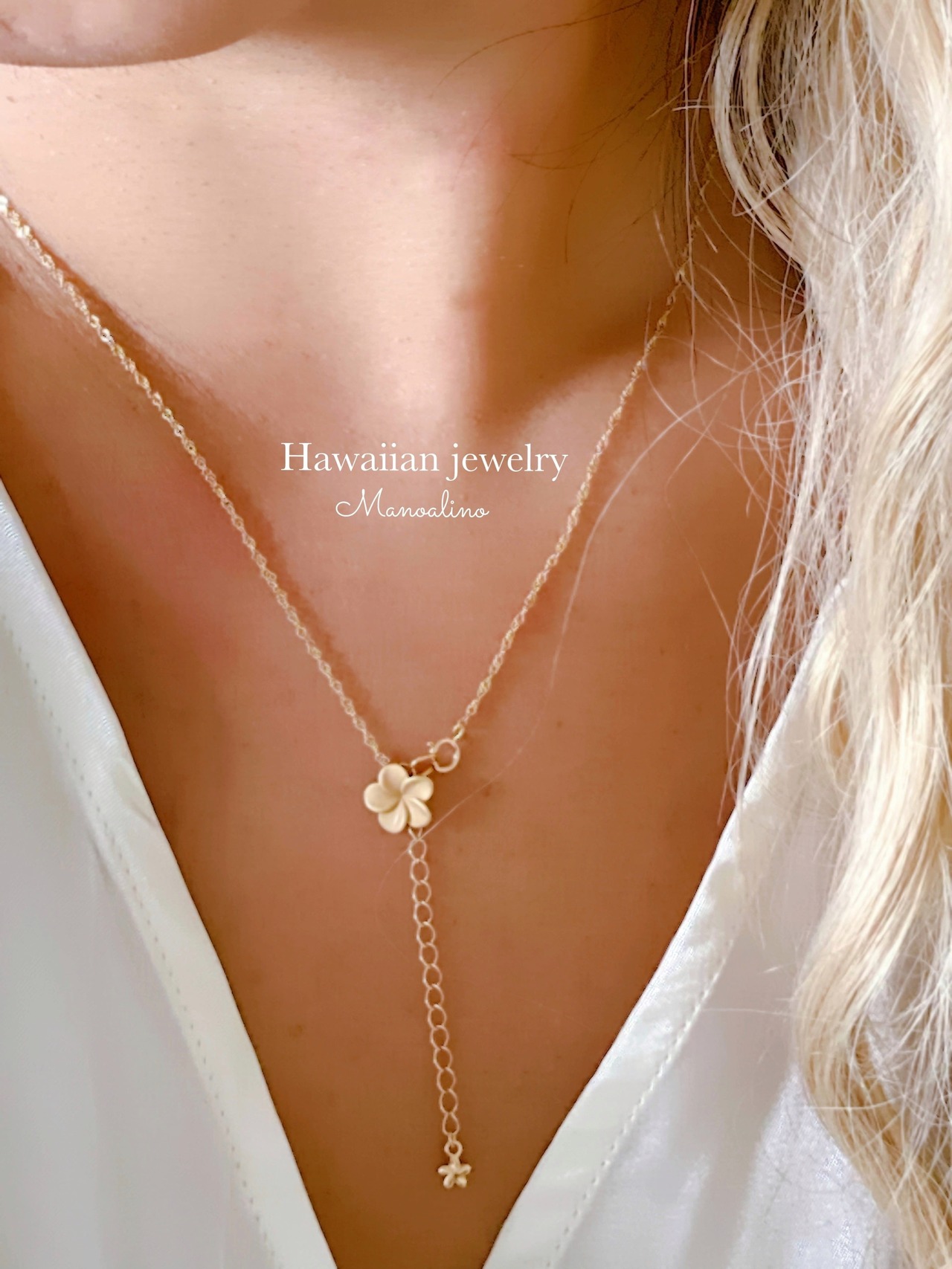 "2way"Plumeria simple necklace Hawaiianjewelry ("2way"ハワイアンジュエリーシンプルプルメリアネックレス)