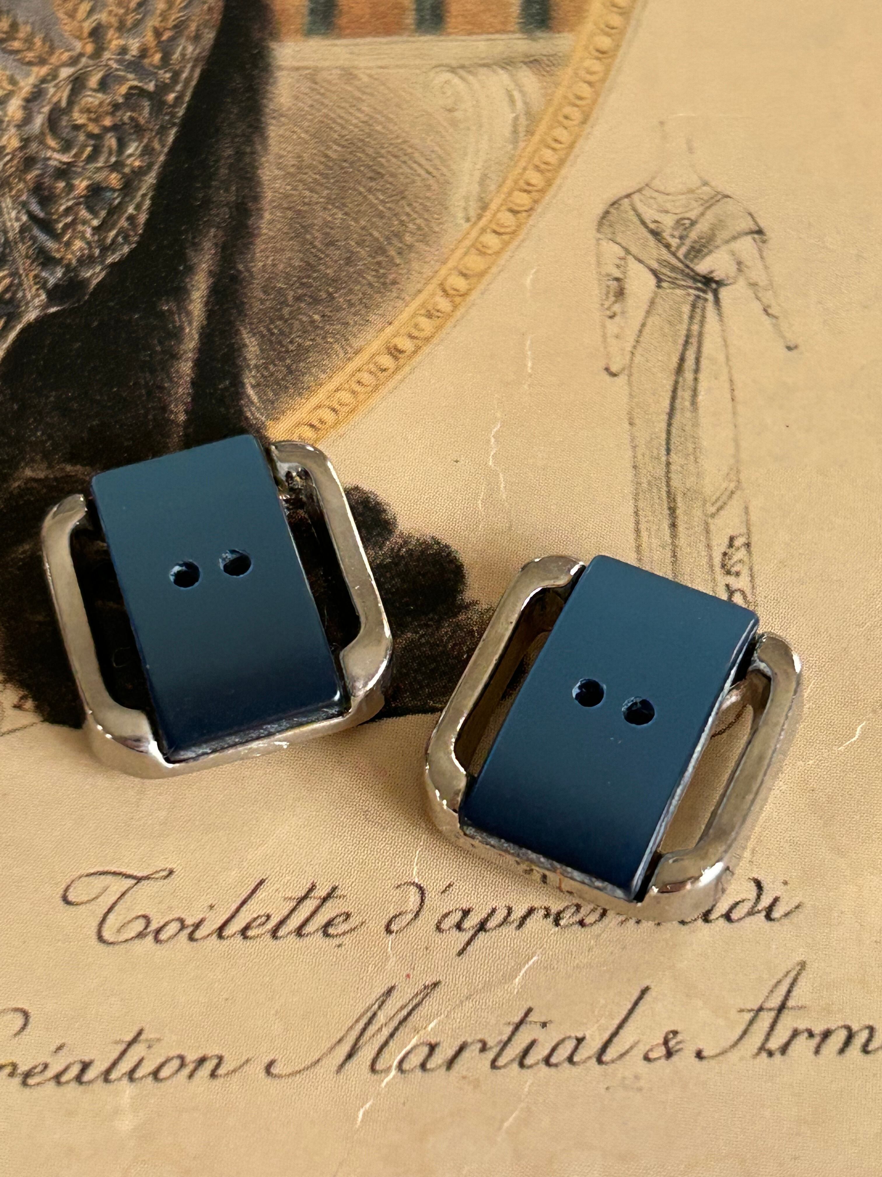 Japanese Vintage ボタン 角なしスクウェア ブルー 17mm カボション 昭和レトロ アクセサリーパーツ 装飾材 カルトナージュ