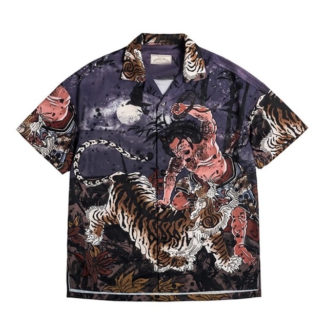 Wu song fights the tiger open collar shirt 00444