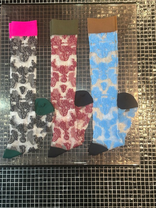 FAKUI  3color flower seethrough socks