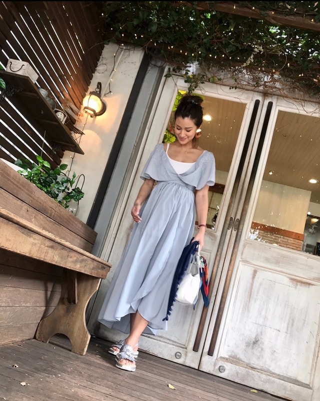 刺繍アイスブルー ワンピース Fanfan Closet ファンファンクローゼット