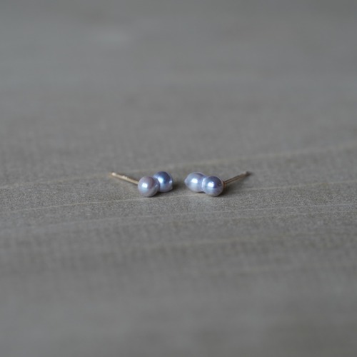 [送料無料] K18 Mini Twin s Akoya Pearl stud earrings(PE001)