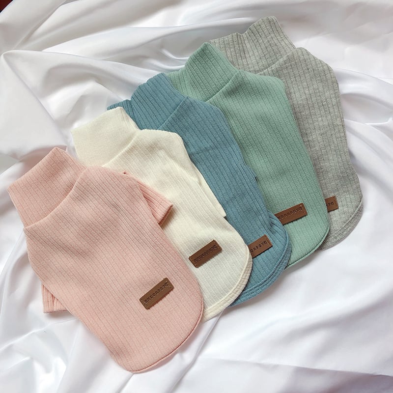 pastel highneck knit top S ~ XL 5color / 犬服 新作 ドッグウェア シンプル 長袖 小型犬 中型犬 ペット用品 パステルカラー ハイネック ニット トップス ペット洋服 top148