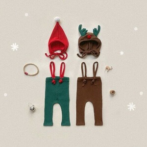 【冬作】クリスマス帽子付きサロペット 全2色