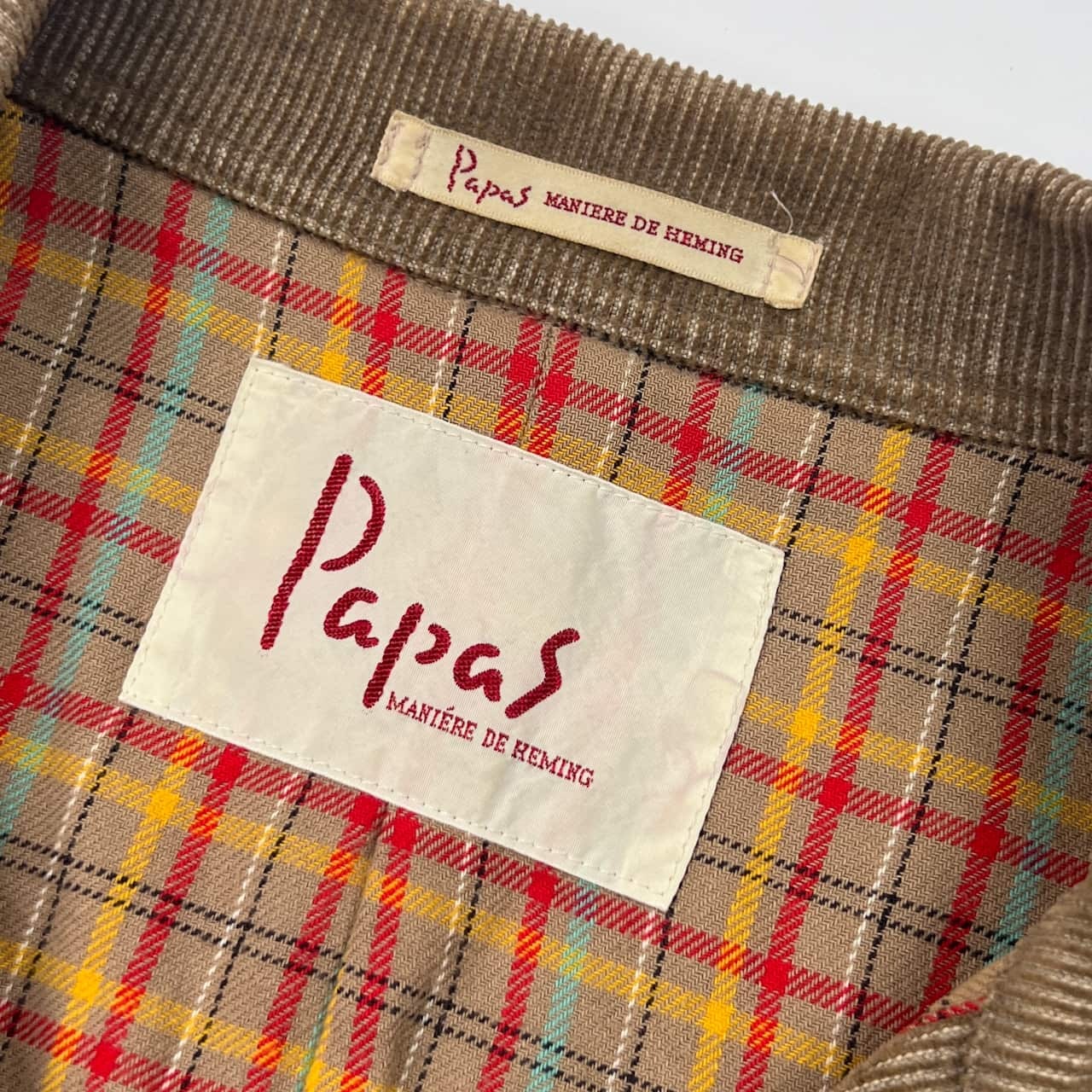 Papas パパス 裏チェック コーデュロイ カバーオール ジャケット L/ベージュ系 メンズ