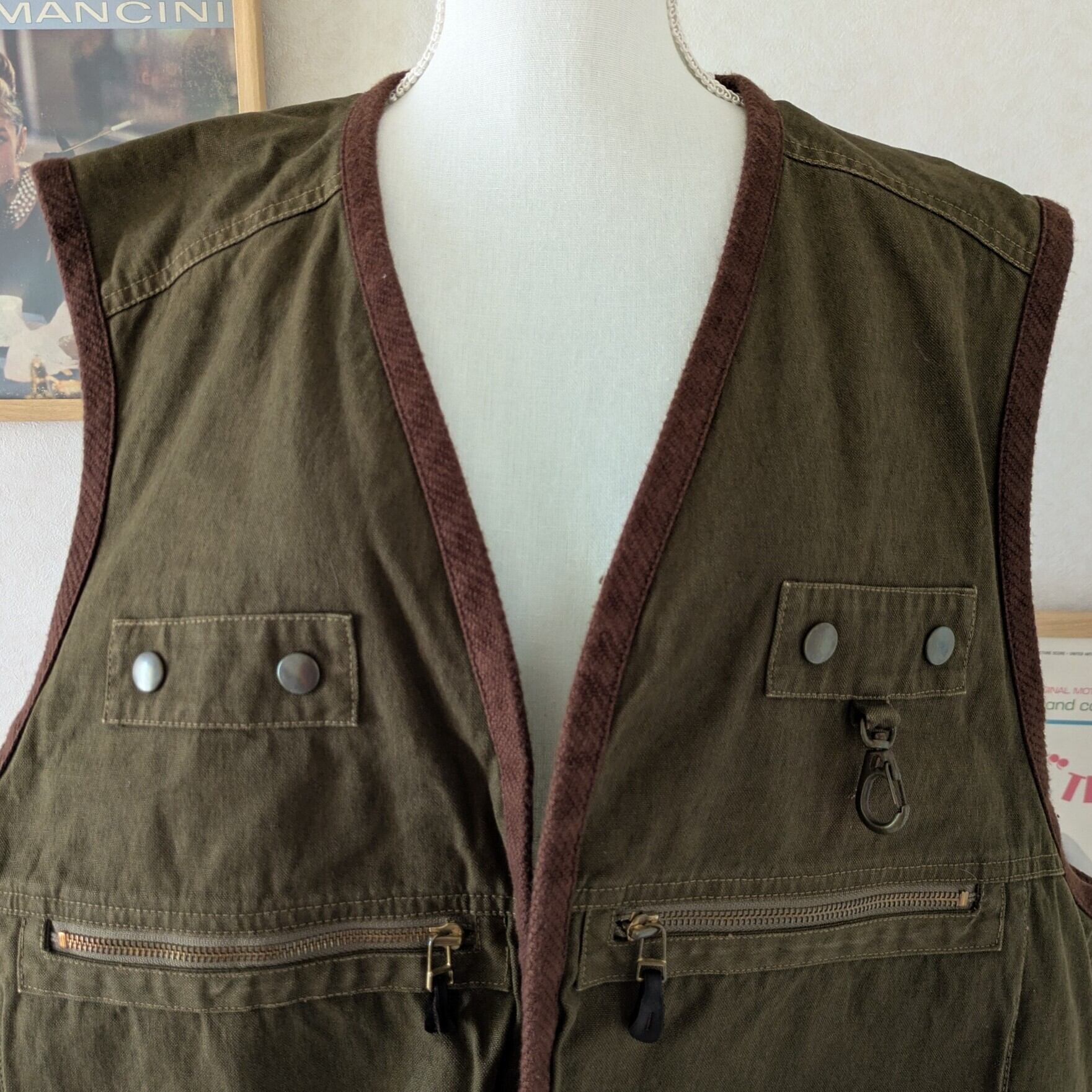 古着 モヘアジレ ベスト イタリアヴィンテージ チョッキ 46 M カーキ