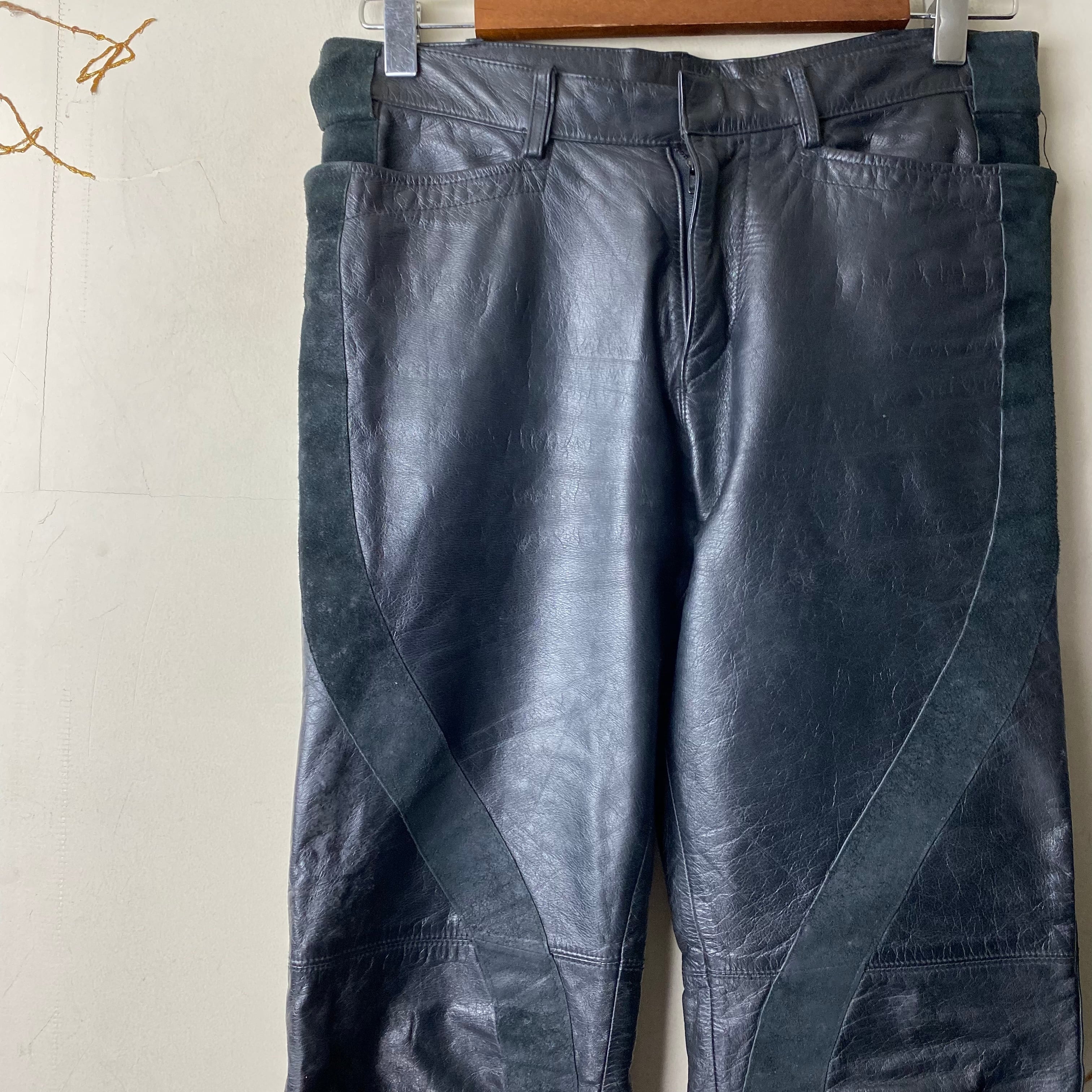 JEAN PAUL GAULTIER HOMME suede switching black leather pants JEAN PAUL GAULTIER HOMME suede switching black leather pants
