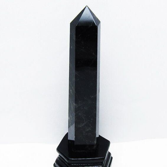 モリオン 黒水晶 六角柱 台座付属 一点物 152-4042