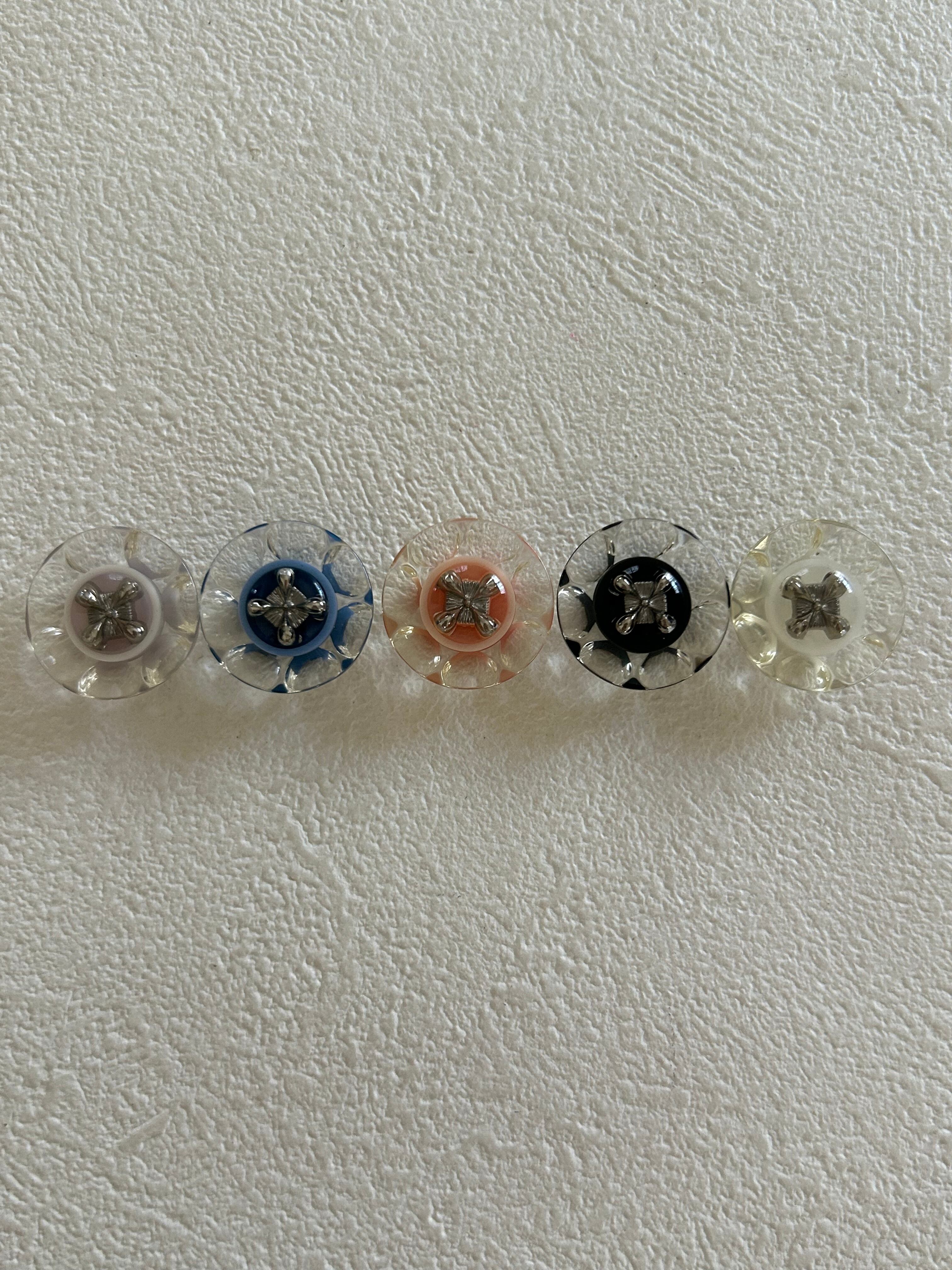 Japanese Vintage ボタン 17mm プラスチックボタン クロス クリア 昭和レトロ アクセサリーパーツ 装飾材 カルトナージュ