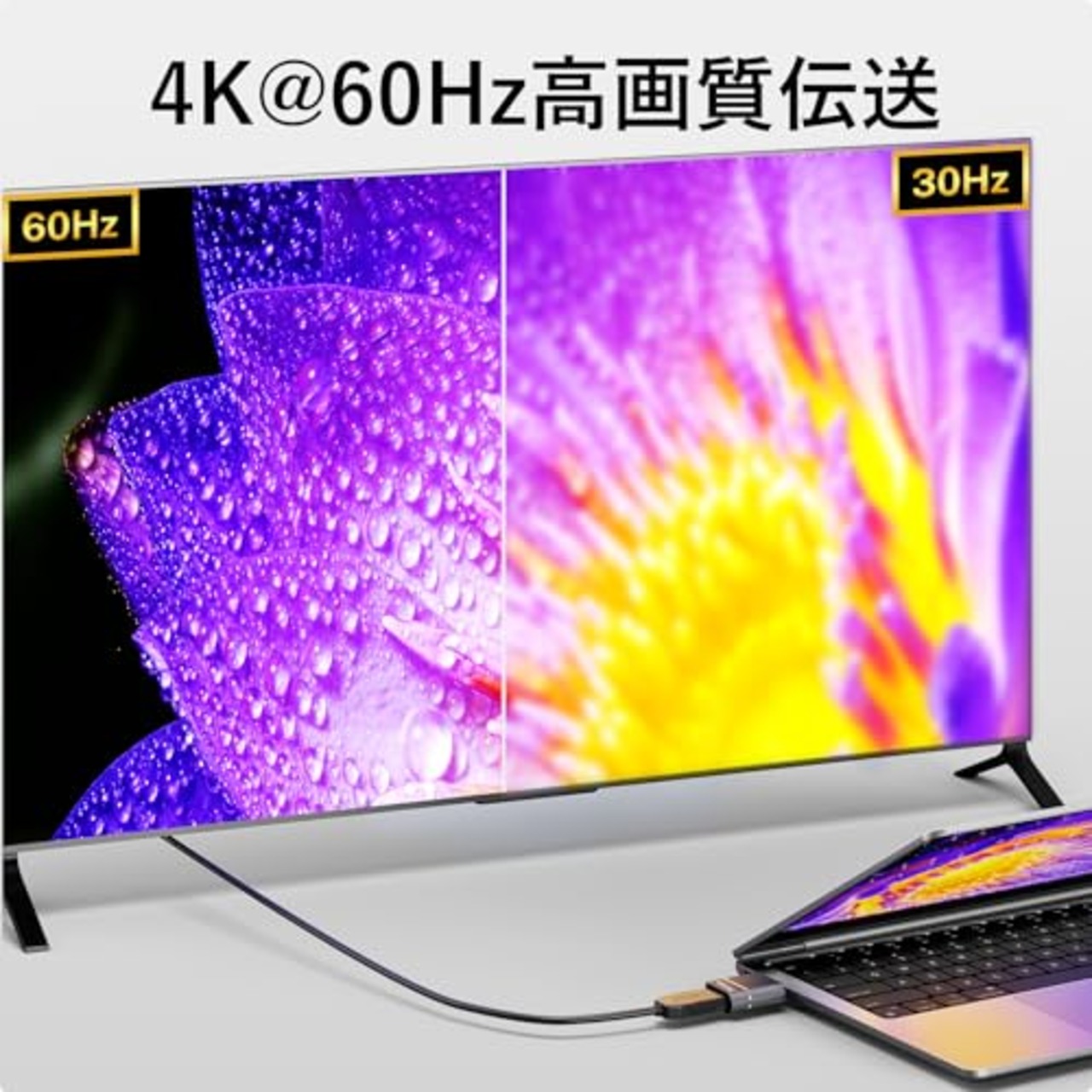 EKVUVKE USB C HDMI 変換アダプター【2025新登場 4K@60Hz】HDMI Type-C 変換アダプター [Thunderbolt 4 / 3] hdmi スマホ 変換ケーブル USB C端子からHDMIメス iPhone 17/16/15/ iMac/Air 2023/ S23/ XPS 17 などに対応
