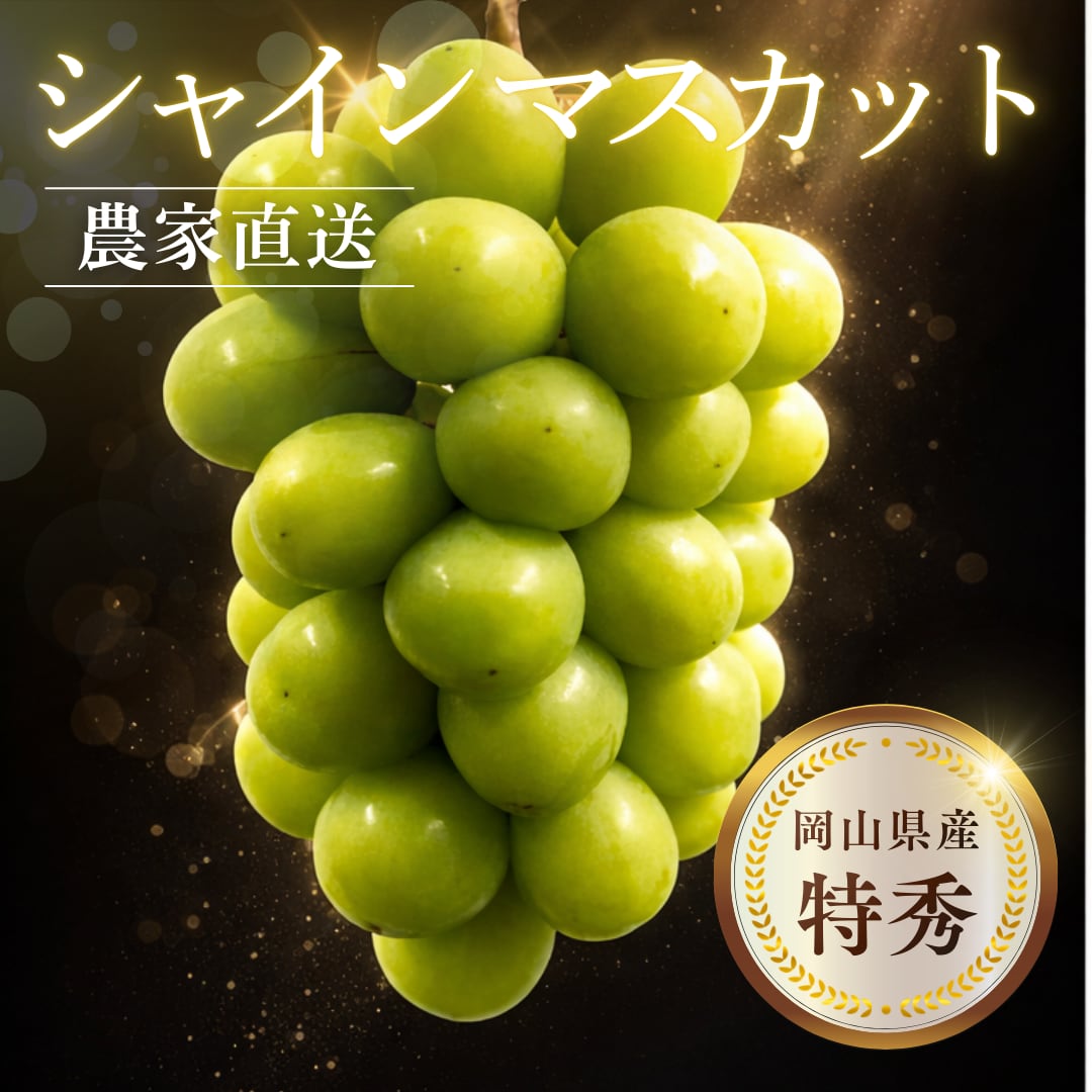 【特秀】岡山県産シャインマスカット 2房（約1kg〜1.4kg）贈答用