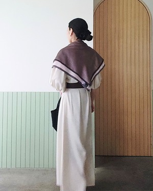 【SAMPLE / 1点限り】シルクスカーフ_展示・撮影使用品（PINK & BROWN）