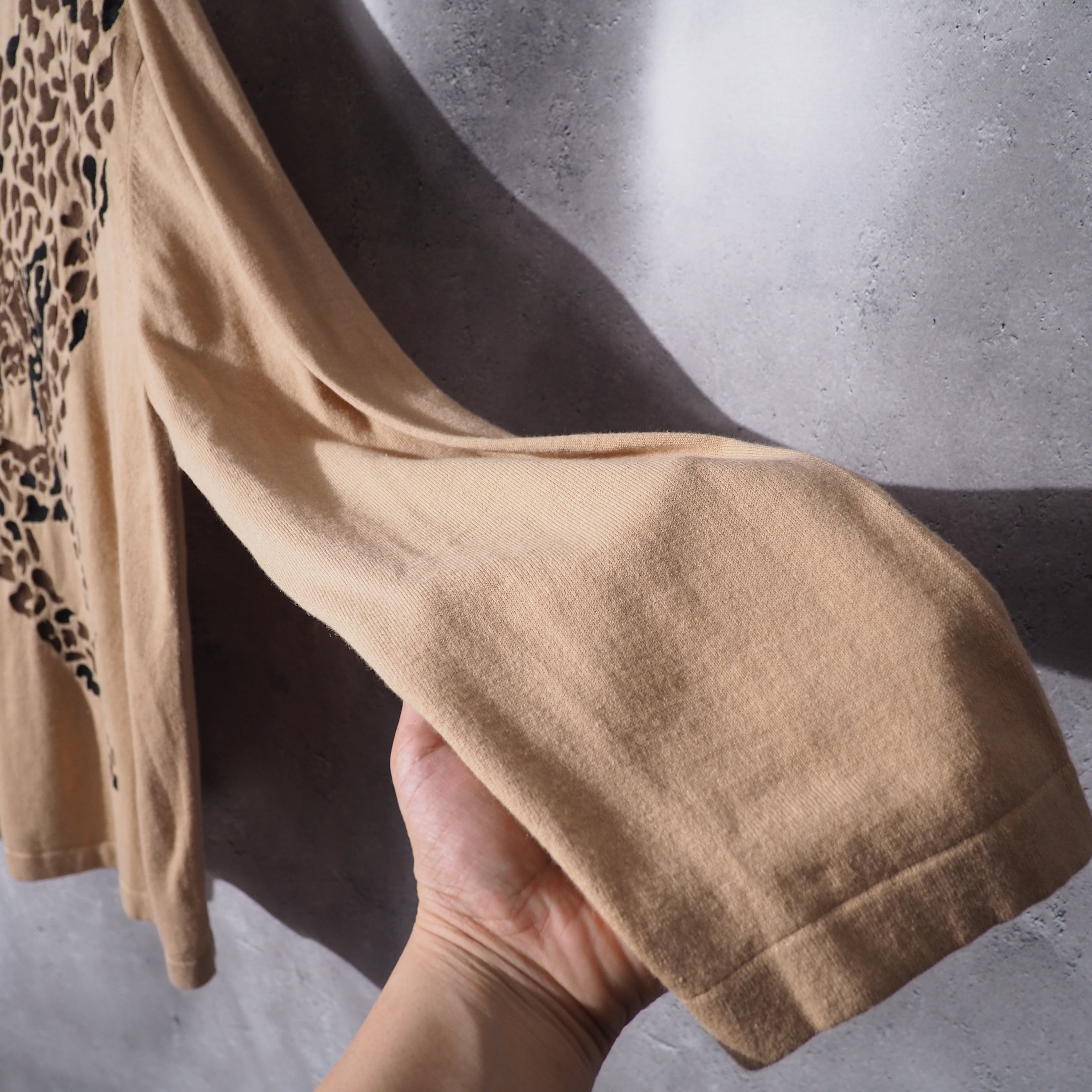 1990s ennui leopard embroidery vintage loose knit