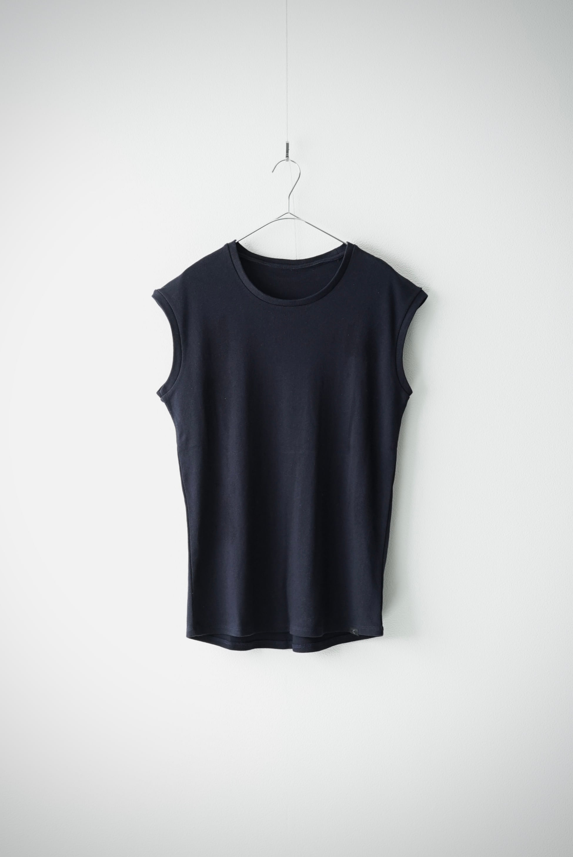 Suvin Cotton Rib / French Sleeve Tee (NAVY)