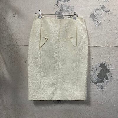 CHANEL シャネル タイトスカート AW478 ココマークボタン 36 ホワイト  
