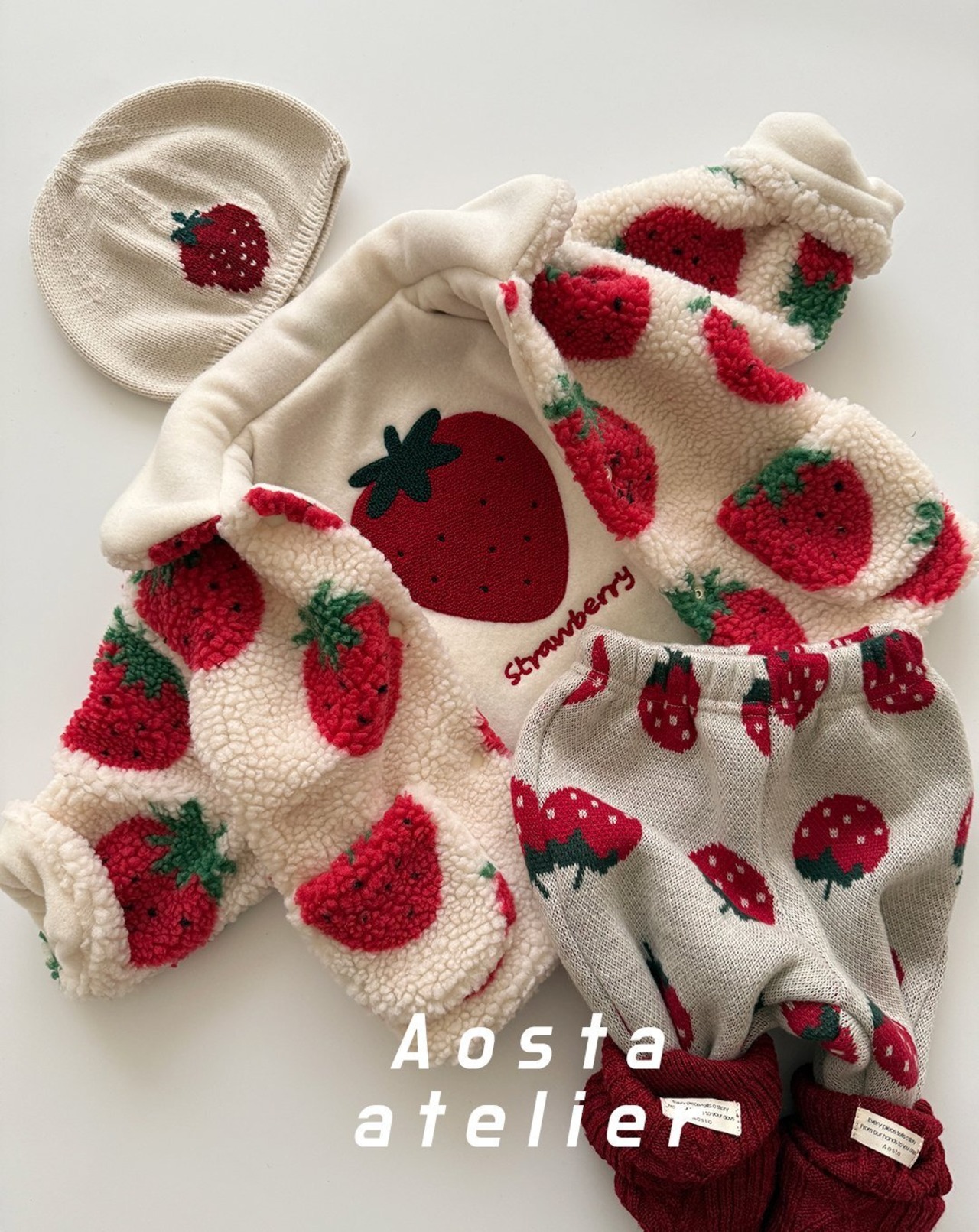 【Aosta】ネネパンツ ストロベリーアイボリー 70~110cm 2025 WINTER 韓国子供服 - 3