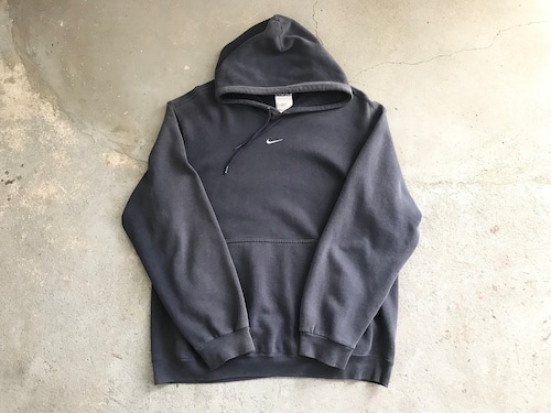 90s NIKE small swoosh hoodie MADE IN USA【NAVY】