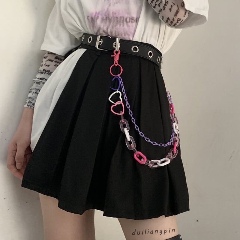 DUILIANGPINシリーズ】☆ベルト+チェーン☆ 2点セット 小物 アクセサリー 彩 ハット ピンク パープル 可愛い elegant