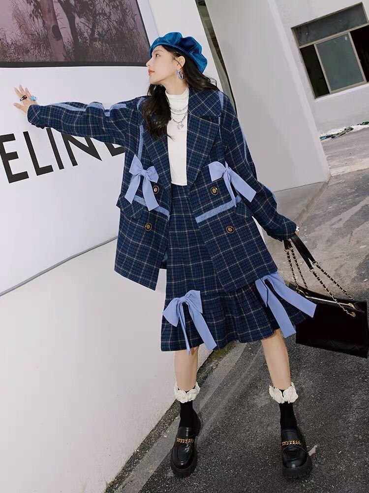 ジャケット】セットアップ リボン 水色 ネイビー | LOVEYsmileSHOP