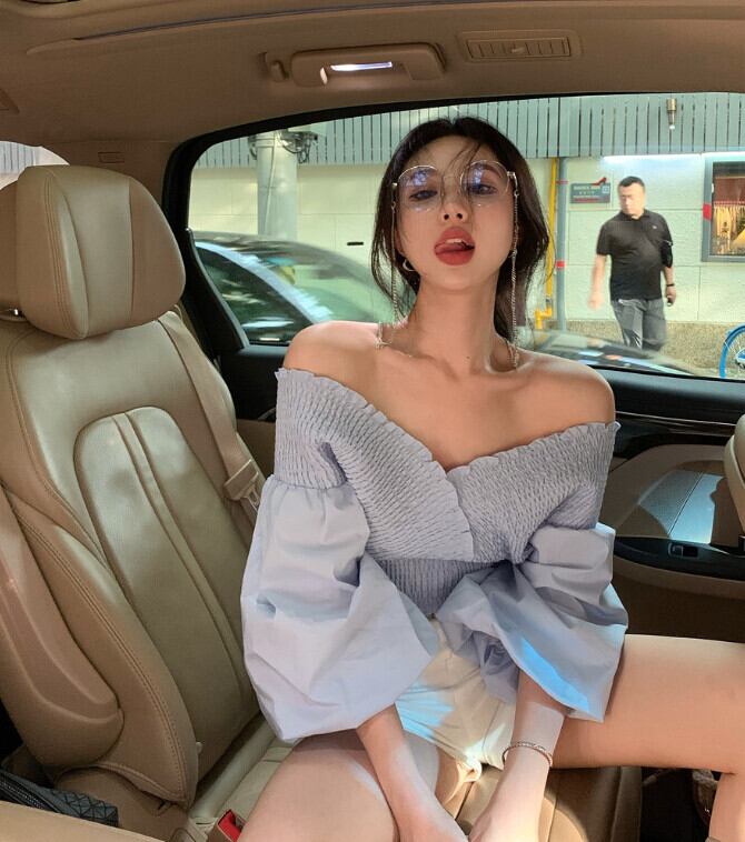 スリム薄手スリーブシャツ サマーカラートップス 夏物 モンロー72675315535