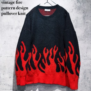 vintage fire pattern design pullover knit
