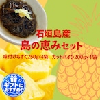 【石垣島産 島の恵み特別セット】味付けもずく250g×4 袋 お試し冷凍カットパイン200g×1袋(クール便/送料込み)