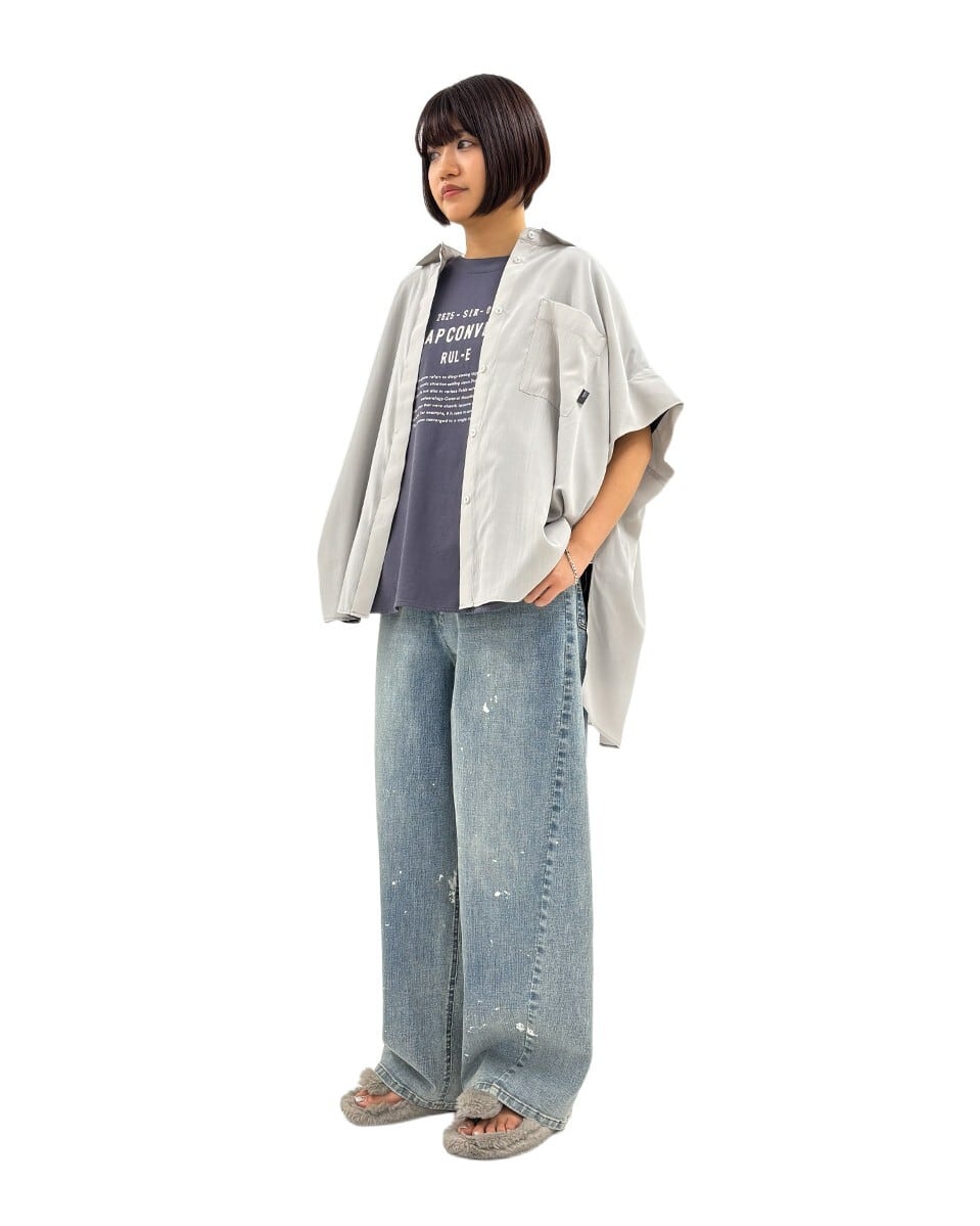 ⭐人気⭐【ayane】ペイント加工バレルレッグパンツ 875815 826543