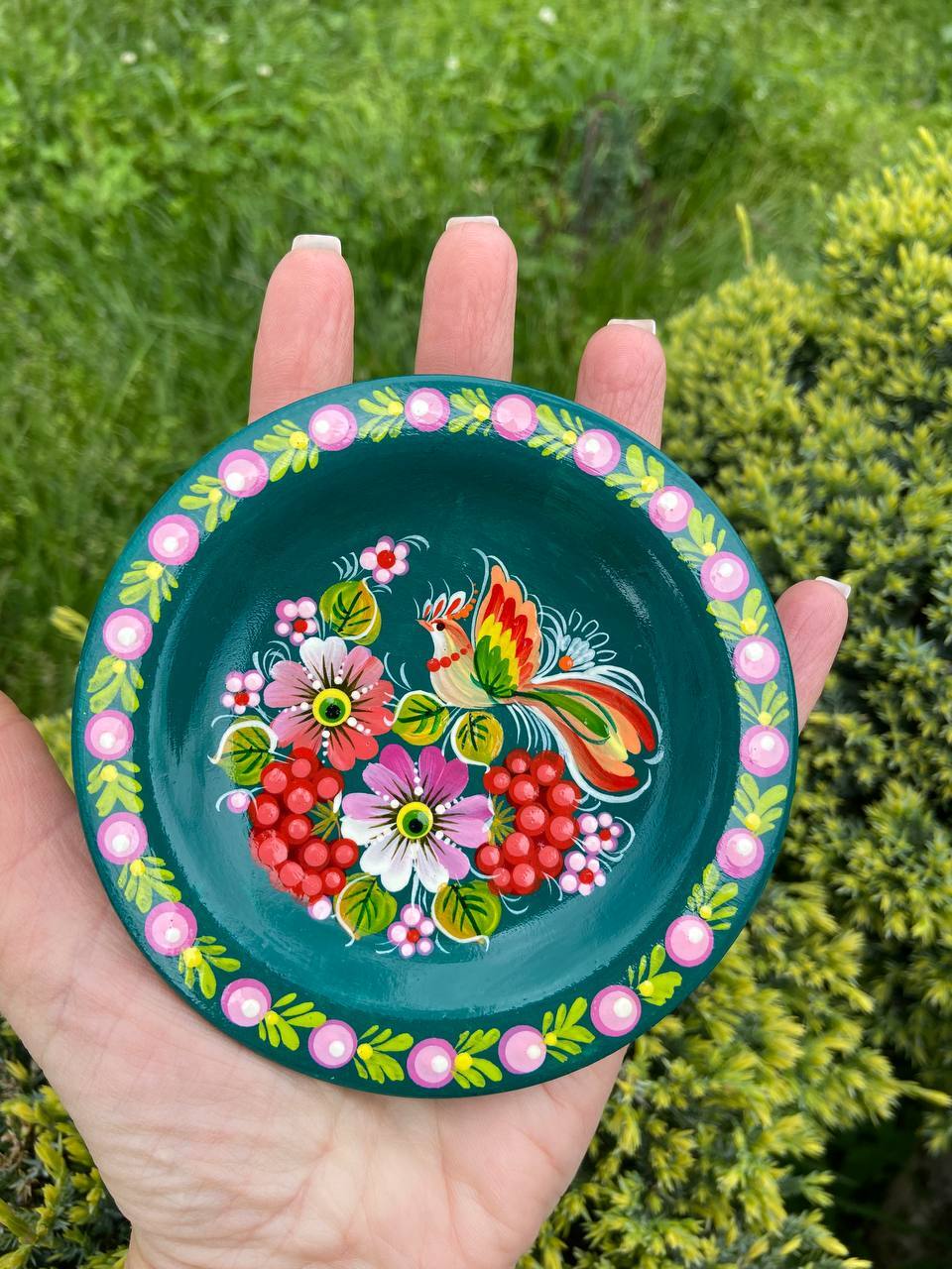 ペトリキフカ塗り 木製プレート S （Khomenko作） | ウクライナ刺繍と