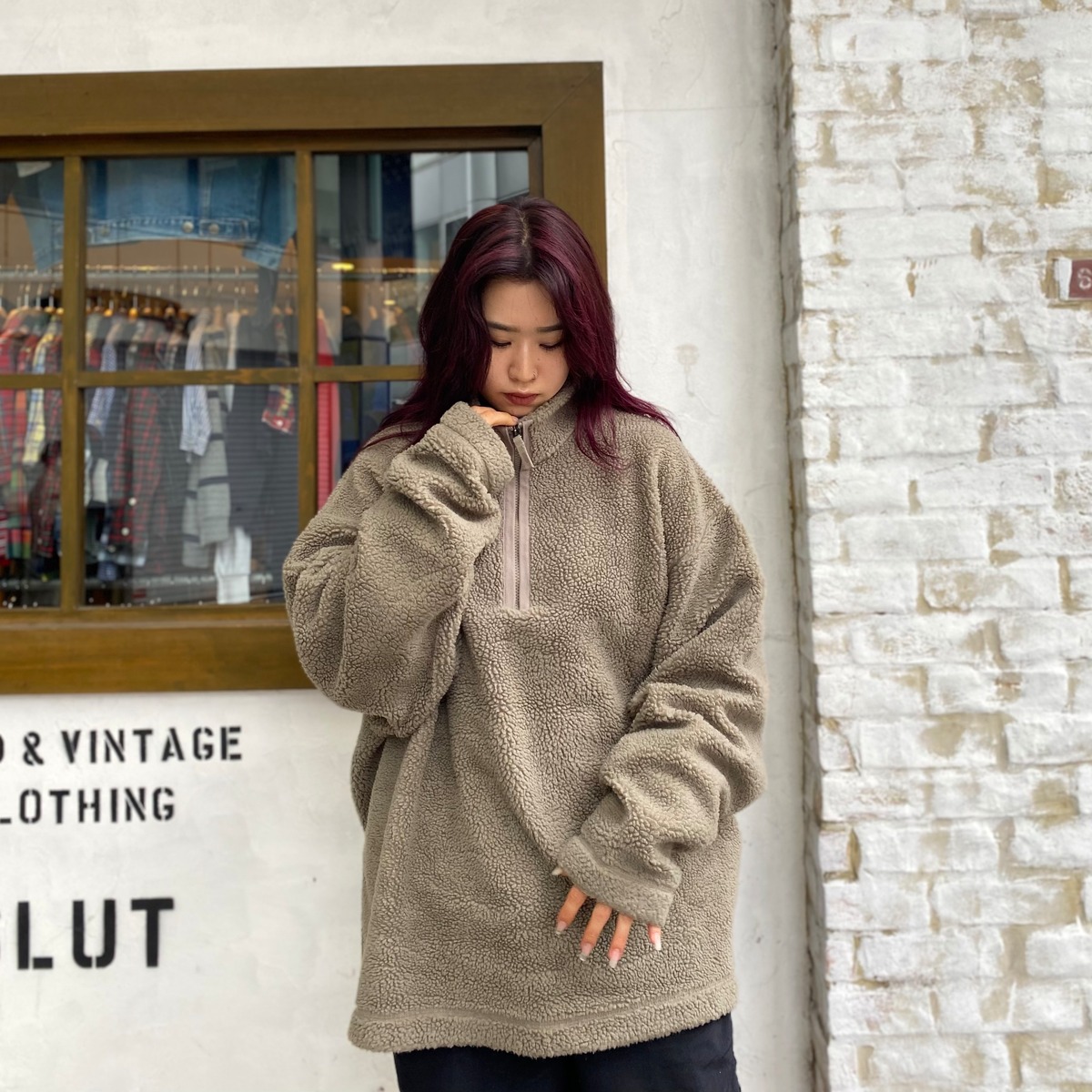 XL』GAP ギャップ ハーフジップボアフリース フリースジャケット 