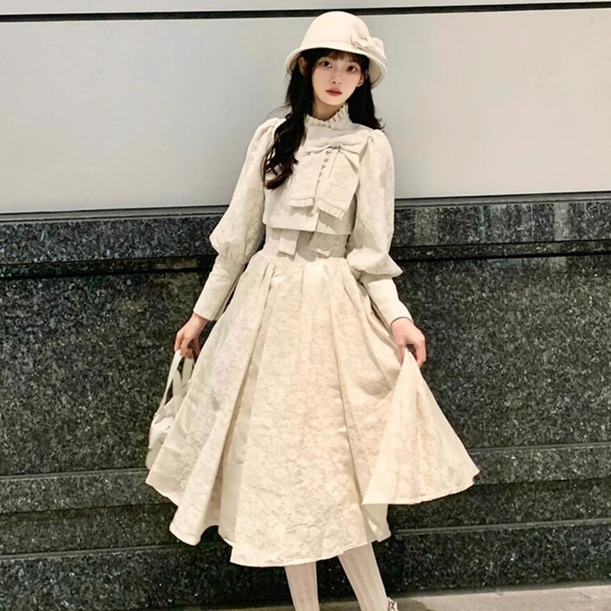 クラシカルロリィタ セットアップ ケープ ワンピース 控えめ エレガント フレンチガーリー