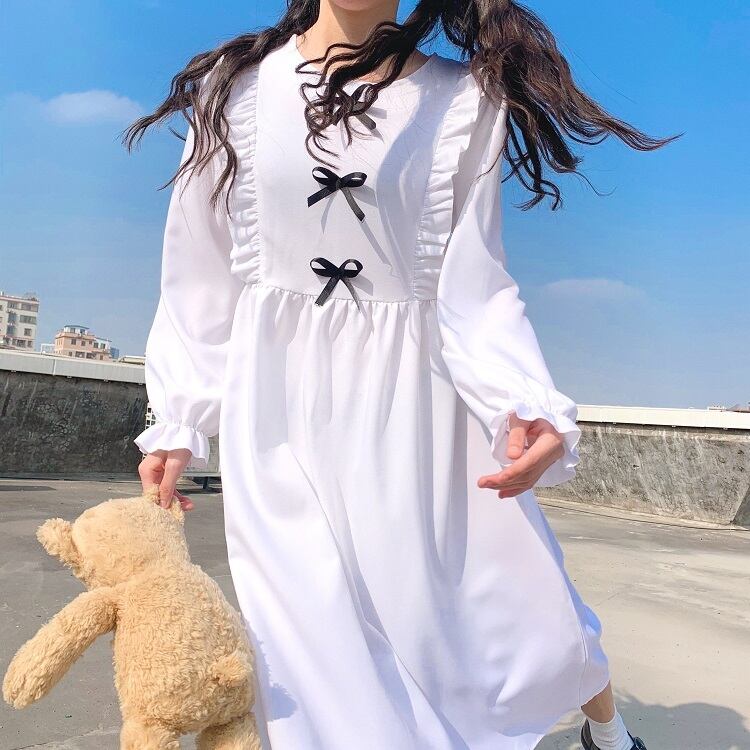 ワンピース リボン ガーリー ゆめかわ やみかわ フリル ロリータファッション かわいい 446 Sweetly