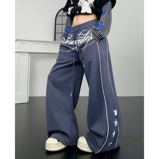スターロゴグラフィックボリュームシルエットスウェットパンツ 2col R02717