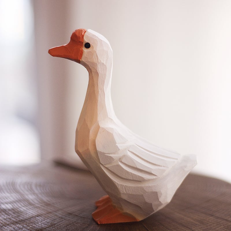 木製の鳥の彫刻 ガチョウ g-033 | Saezuri