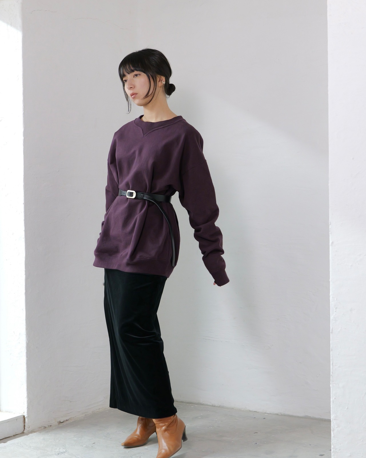 FOURAM - BIO URAKE ：Dark Purple｜度詰め裏毛／ガーメントダイ／ヴィンテージムード