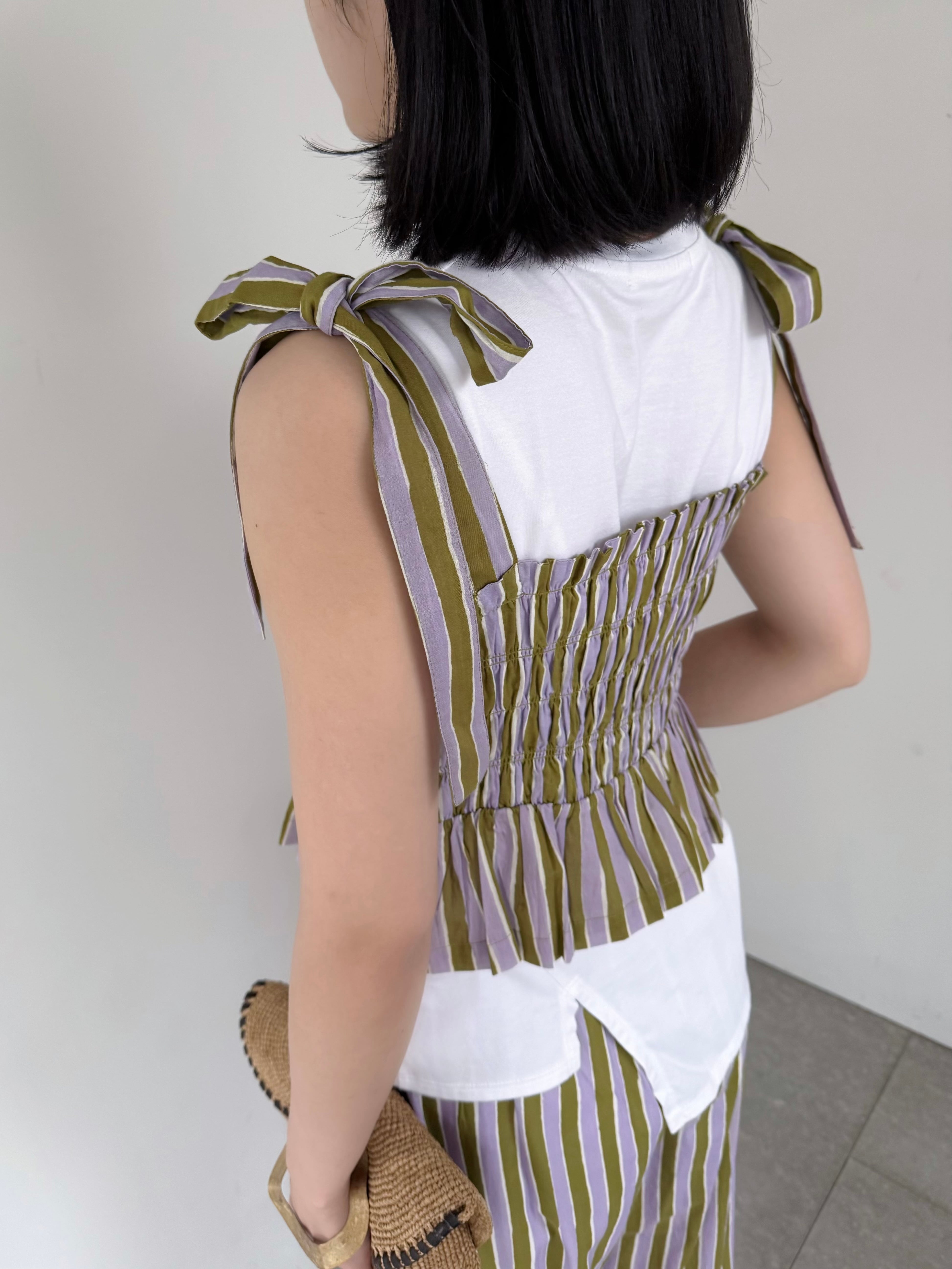 Sara Mallika Cotton Wave Strip Print Shiring Top | KOKO