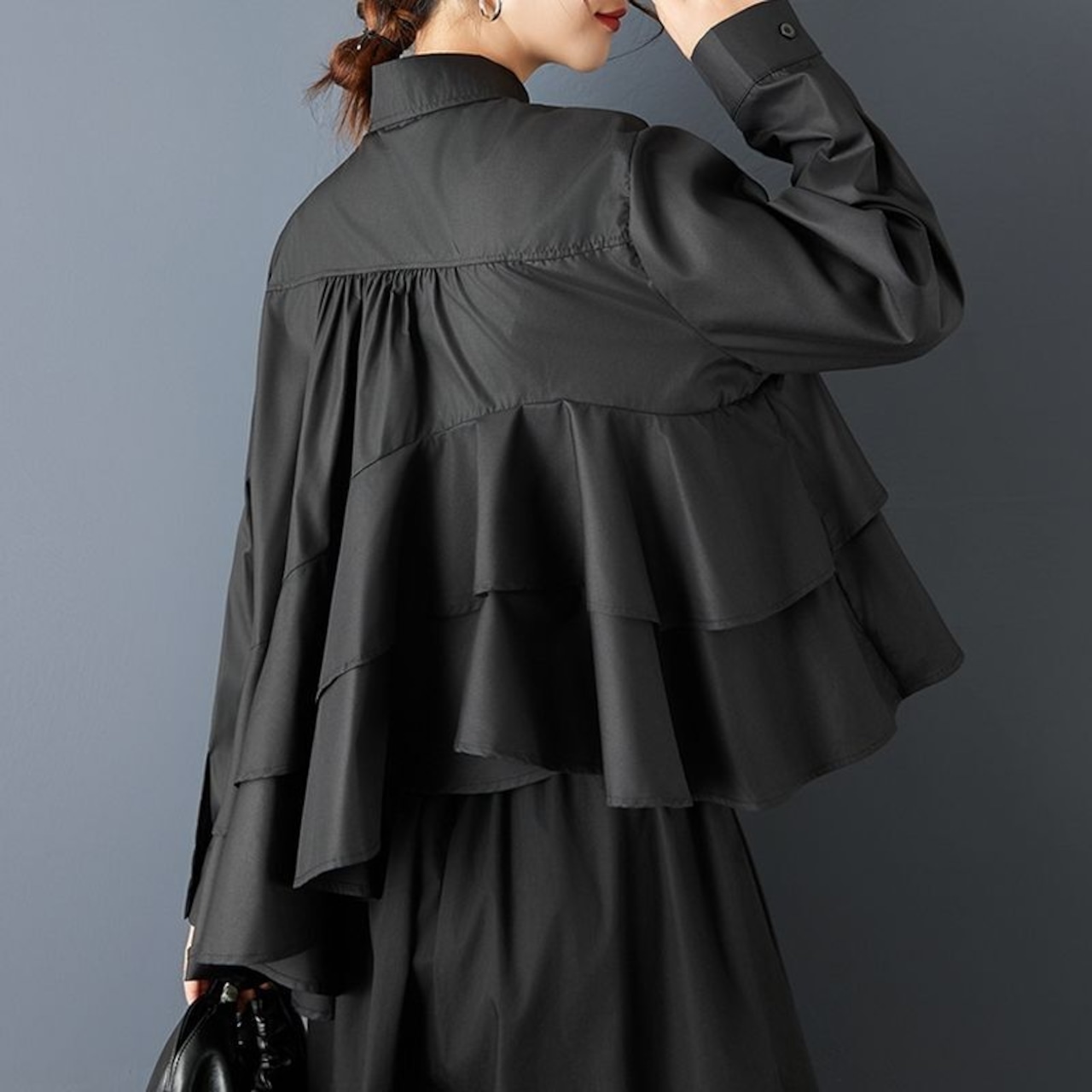 アシンメトリー フリル ラッフルシャツ 00316