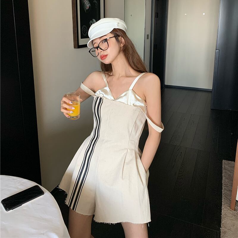 カラージャンプスーツ オールインワン レディースサマーカジュアルスリムパンツ 夏物 ピュア ステッチ ドラファッションホール64363848380