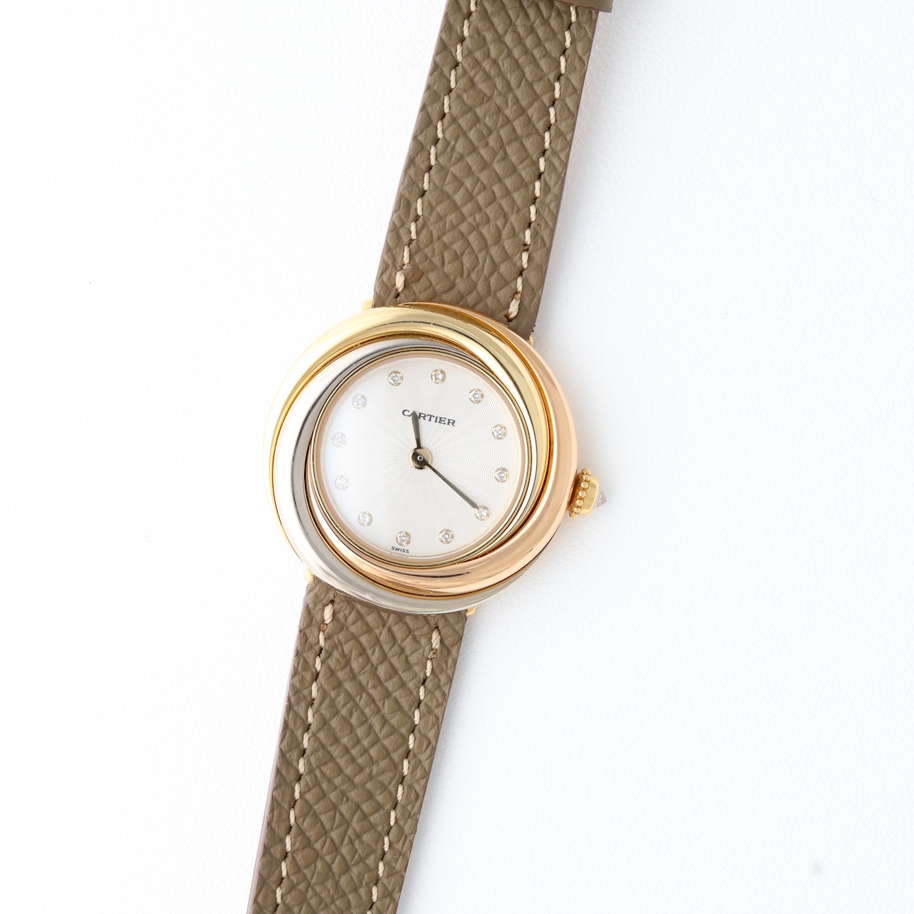 カルティエ ラウンドトリニティ 金無垢 ダイヤルダイヤモンド