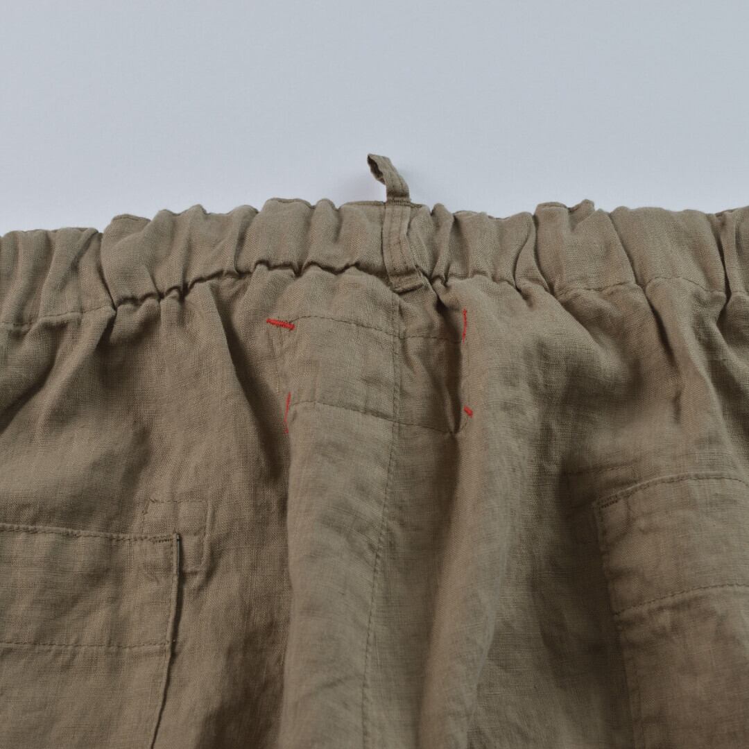 快晴堂 カイセイドウ スプリングリネン4ポケットイージーパンツ・うぐいす茶