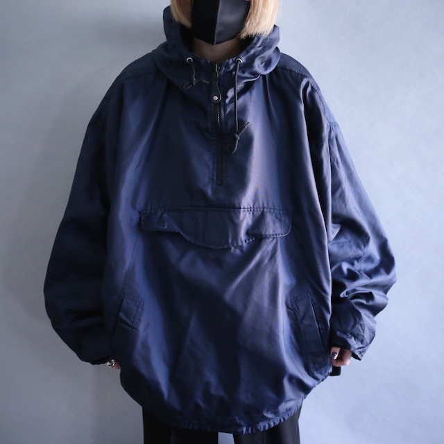 "reversible" fleece×nylon over size anorak parka