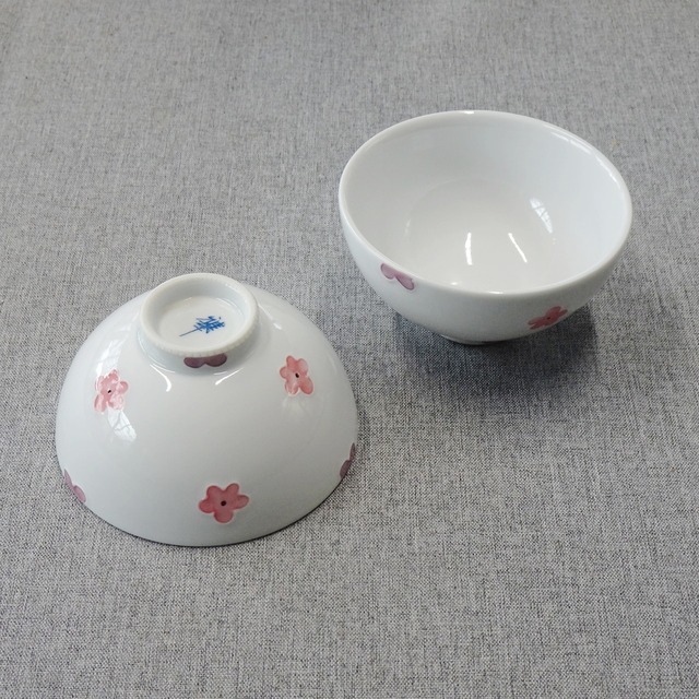 波佐見焼　ミニ茶碗　花★花（ピンク）（１ヶ入ダンボール）