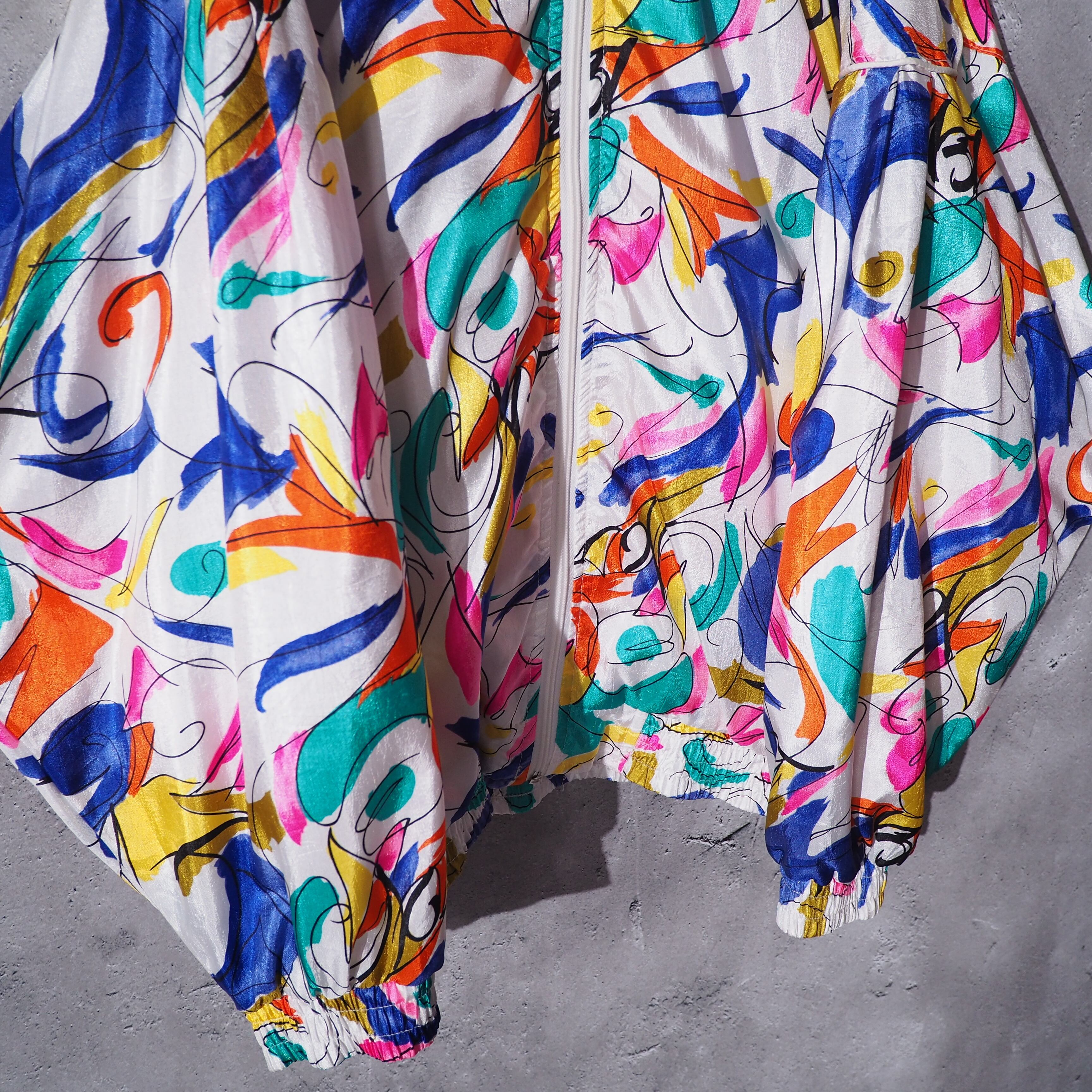 1990s Rainbow contemporary art line pattern design vintage l blouson