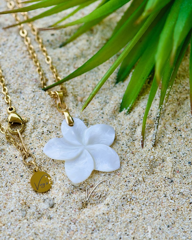 Plumeria Shell Necklace 25mm【チェーン付き・40-65cm】【Very's Jewelry】