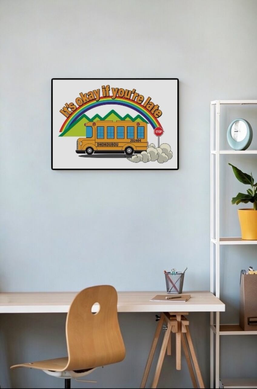 DHD(M)004【フレーム付きインテリアポスターA2　スクールバス】
