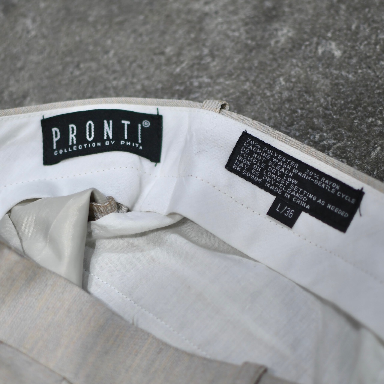 PRONTI rayon blend "杢調" 2tuck slacks
