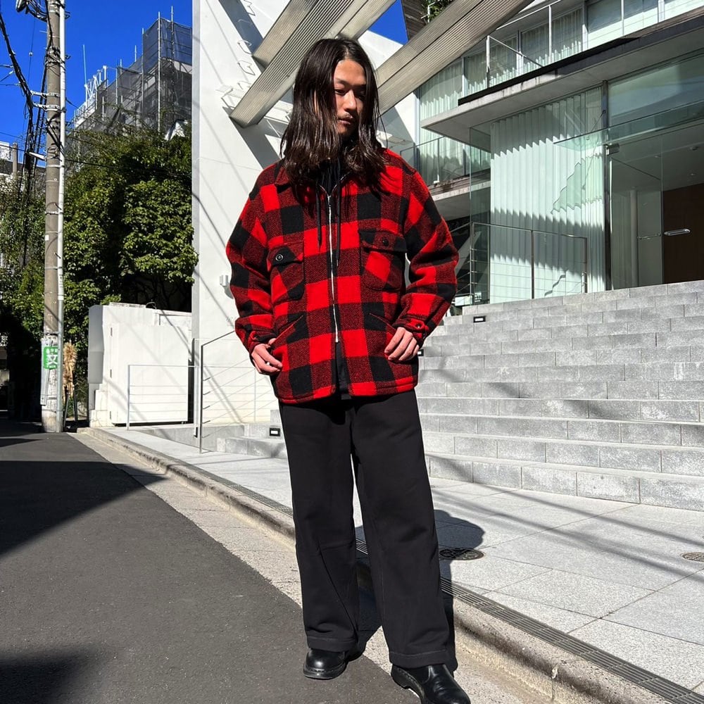 ジャケット・アウター 50s 60s Check pattern full zip jacket Vintage 50s 60s Jacket / Wool Plaid Full Zip Coat / 1950s