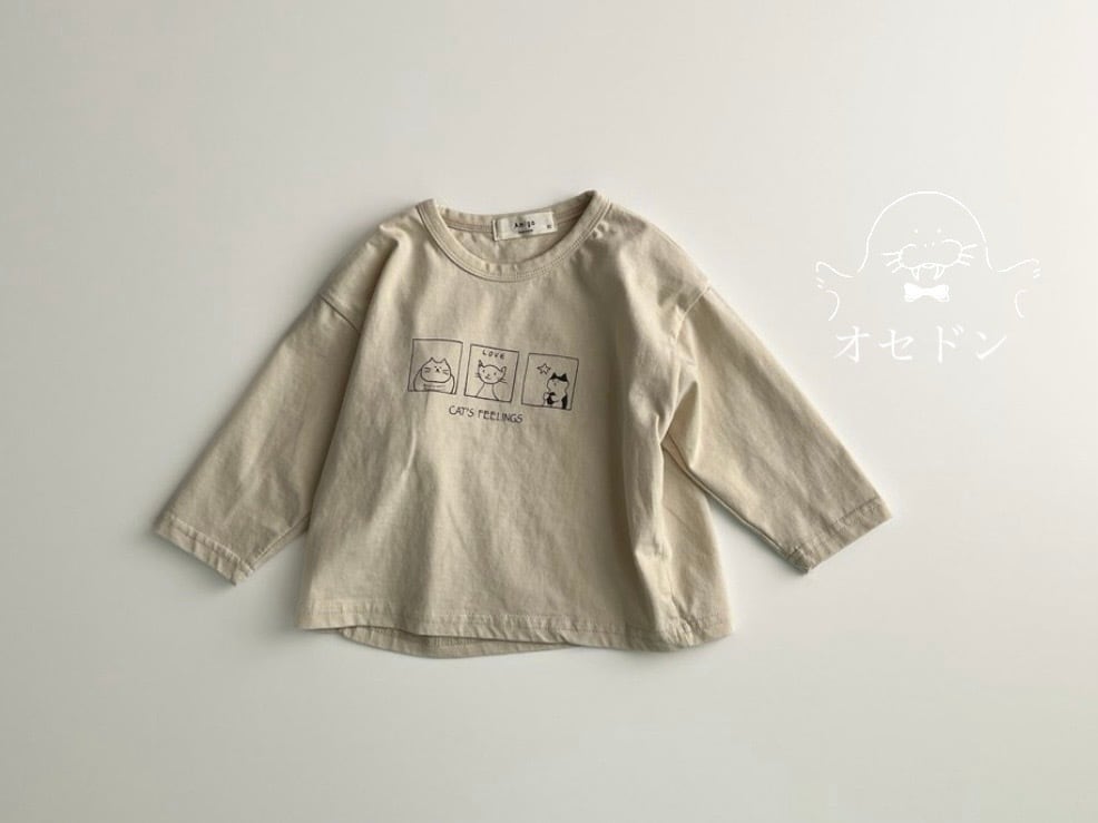 【Amigo】キャットプリントT ベージュ 80~100cm