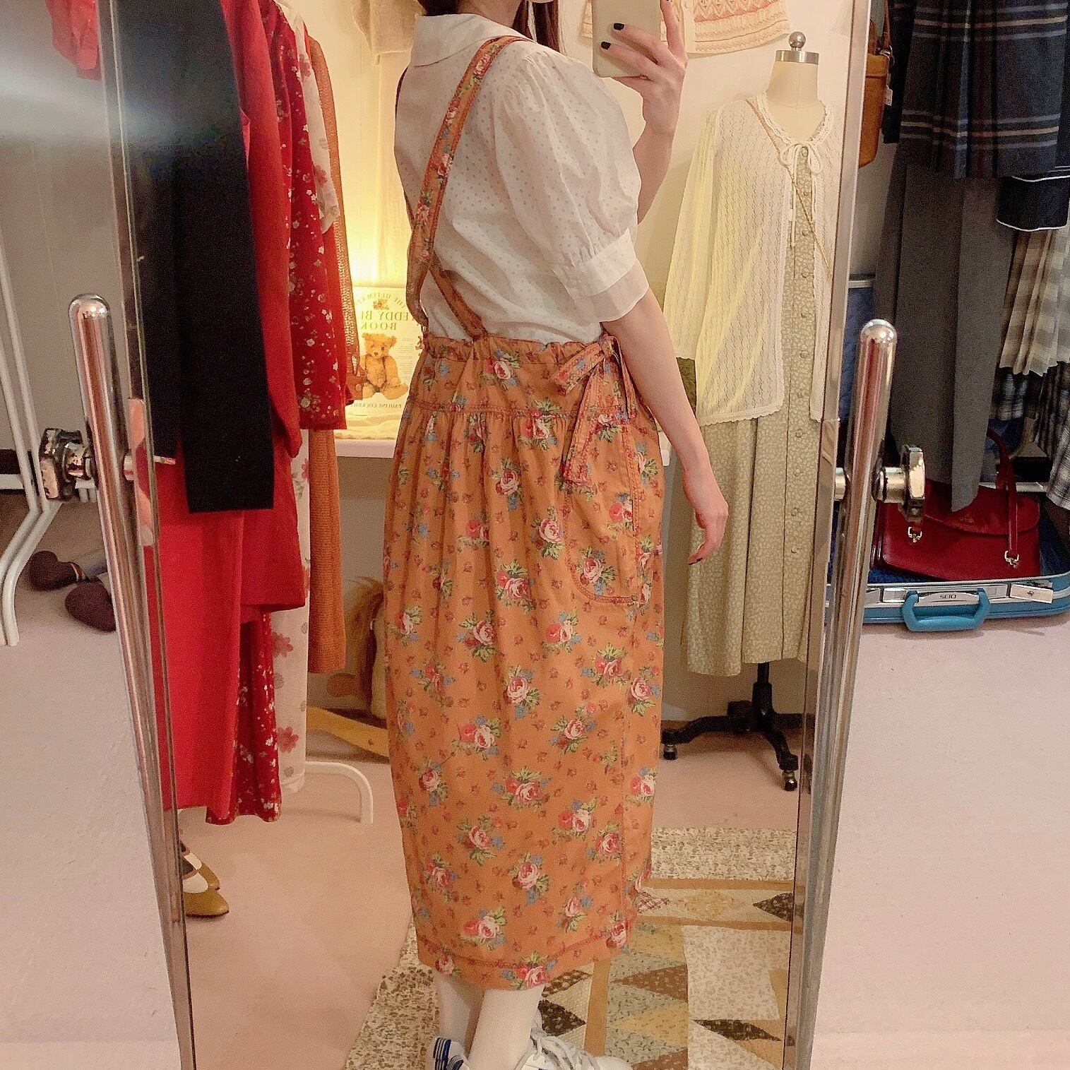 / orange rose cotton strap skirt