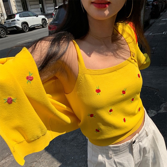 【SET UP可】Rose dot cami 00243