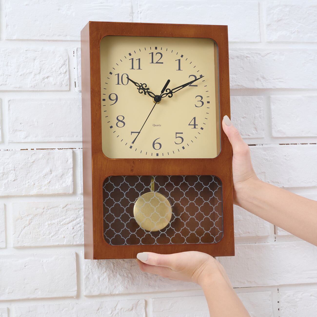 振り子時計 レクタングル 木製 北欧風 （ 時計 掛け時計 置き時計 置き